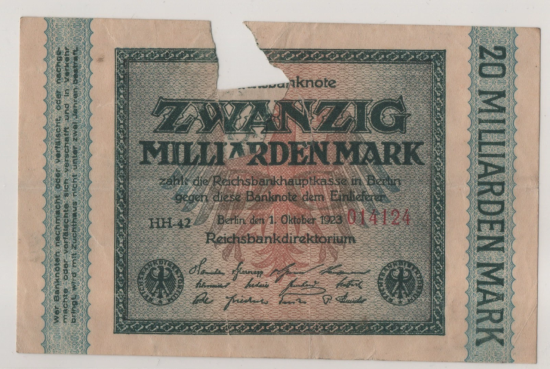 20 Milliarden Mark ro 115b Fehldruc